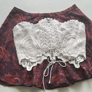 Forever 21 White Lace Crop Top, Skirt is size L in photos are the size